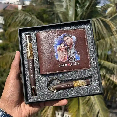 Personalized Men Wallet with Pen Combo